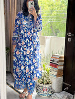 Blue Hand block printed Kurta set of 2