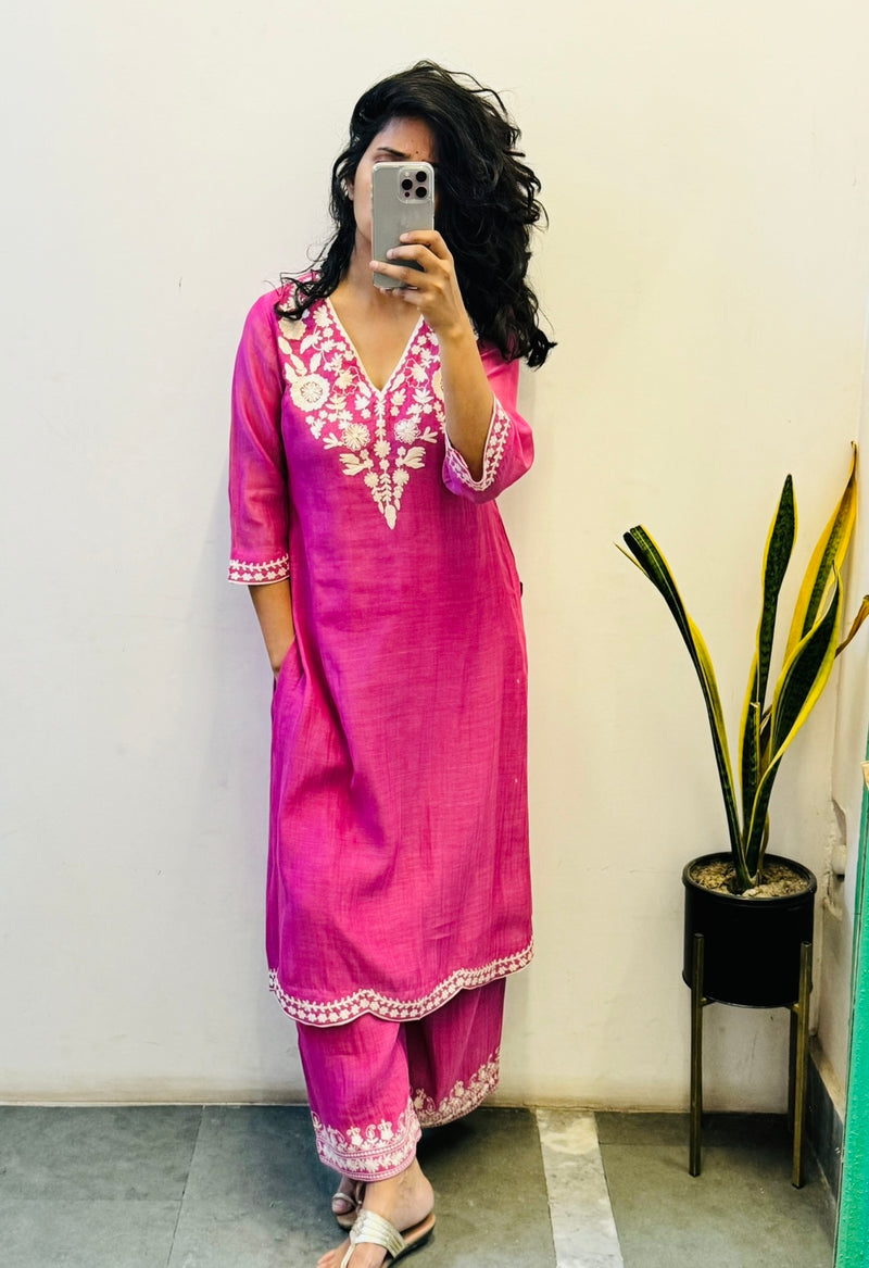 Pink Mul chanderi Suit Set of 2