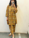 Short Mustard yellow printed Kurta set of 2