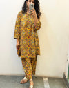 Short Mustard yellow printed Kurta set of 2