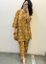 Short Mustard yellow printed Kurta set of 2