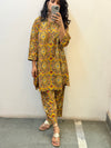 Short Mustard yellow printed Kurta set of 2