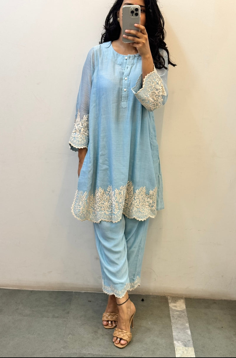 Short Powder blue Kurta set of 2