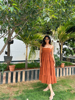 Rustic orange Linen cotton dress