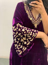 Purple Velvet Kurta Set of 2